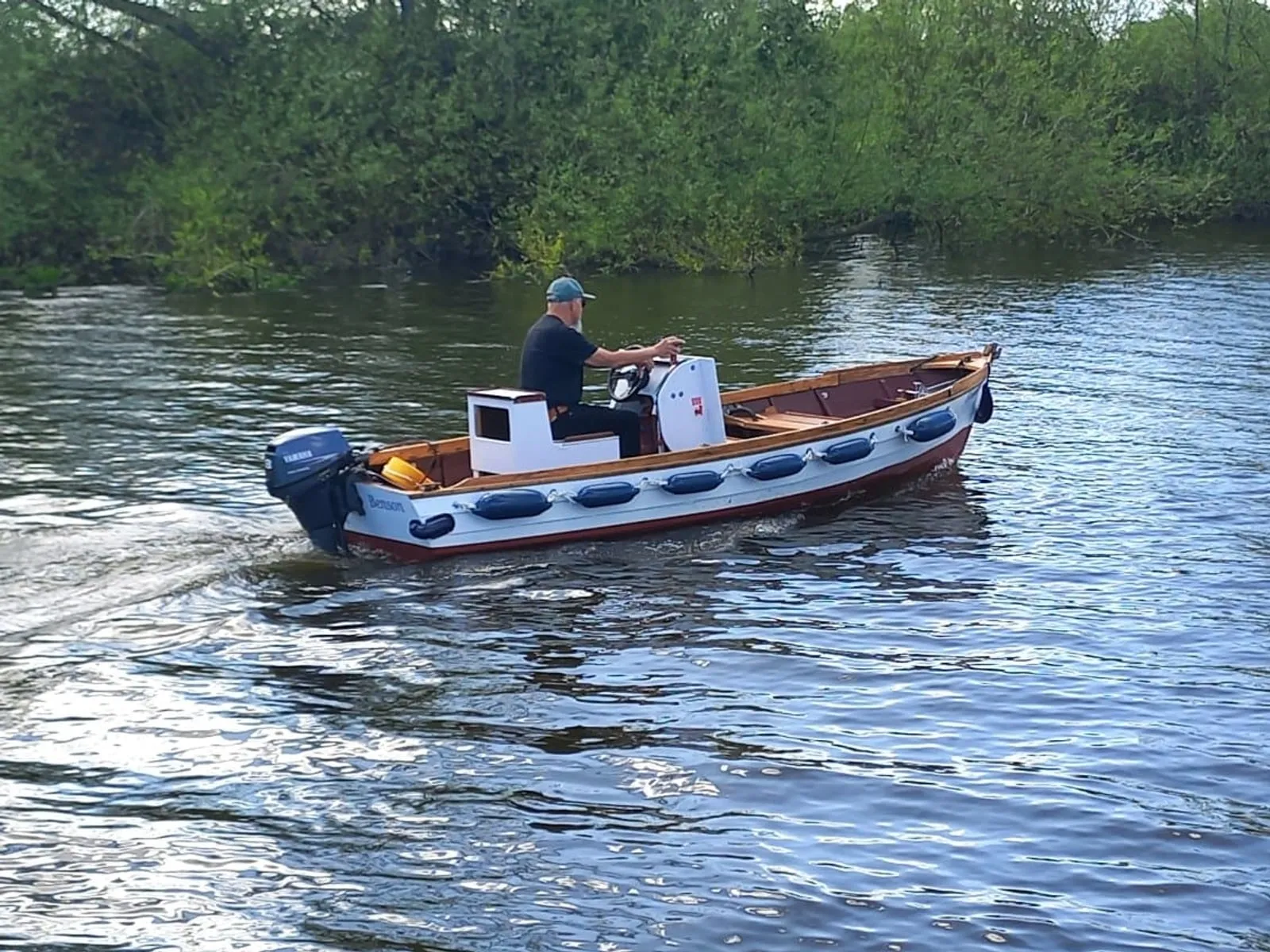 A Bygone Boating day boat under way on the Thames